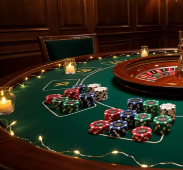 Luxusní pokerové stoly a ruleta jako součást herního vybavení