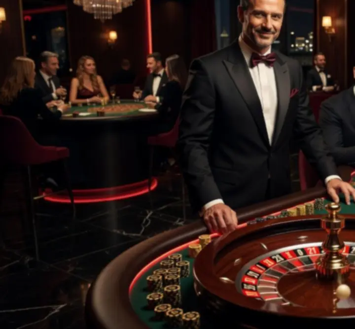 Detail rulety a žetonů během zábavného casino večera